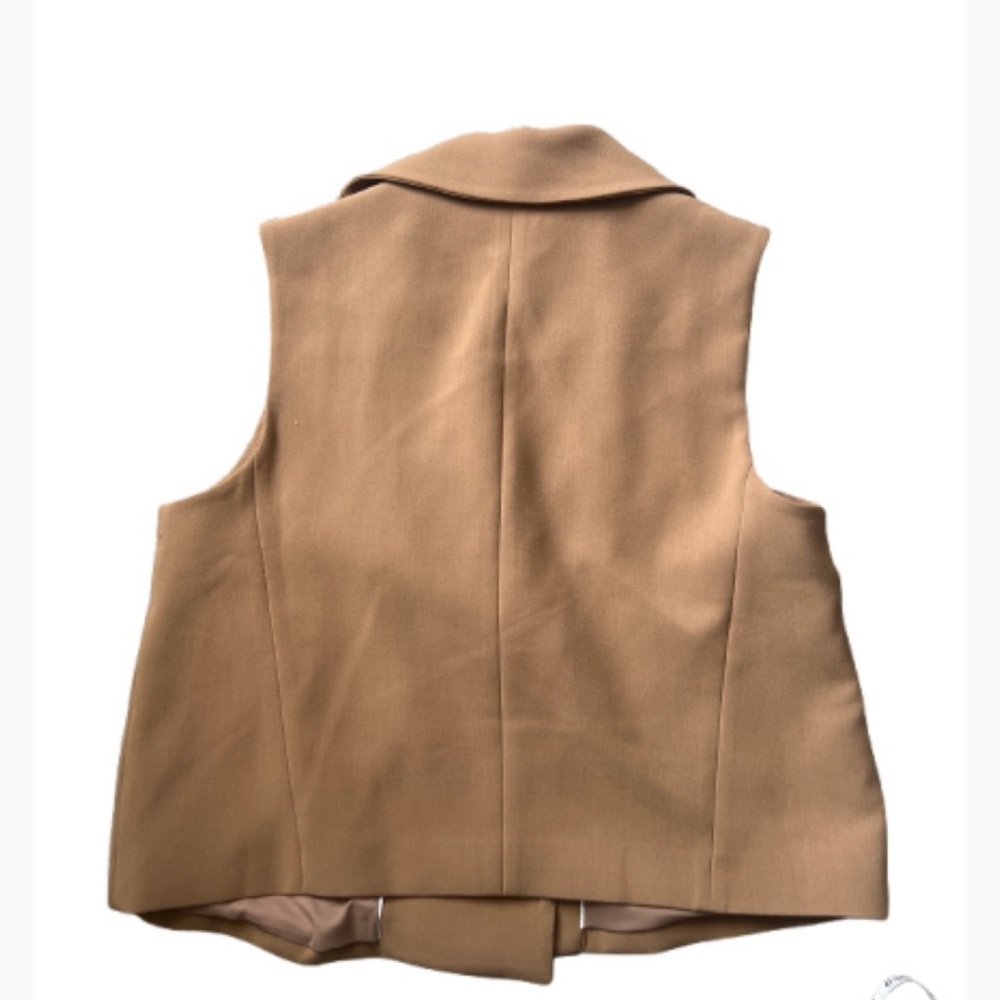 White House Black Market Tan Tailored Vest with Wide Lapels Button Style Size 8 - Picture 3 of 6